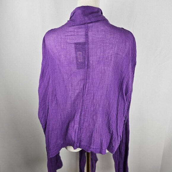 NEW Bryn Walker Isabella Aurora Gauze Top Jacket 3X Purple Cotton Tie Front Boho - Picture 5 of 15